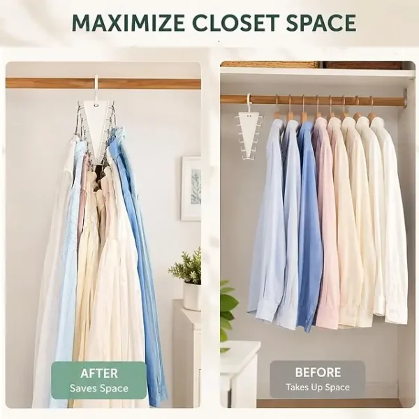 2 PC Multifunctional 360° Rotate Save Space V-Shaped Clothes Rack 12-Hook Design - Image 2
